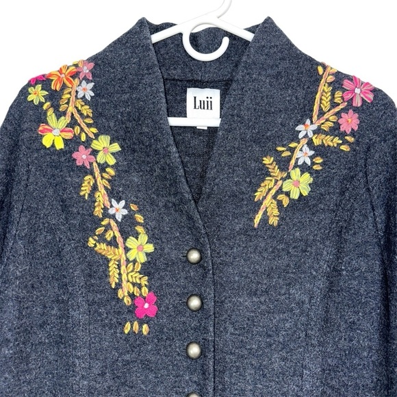 Luii Gray Wool Embroidered Jacket - Picture 3 of 7